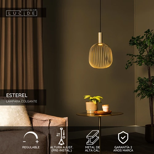 Lucide ESTEREL - Lámpara colgante - Ø 25 cm - 1xGU10 (MR11) - Taupe | Essential - USP